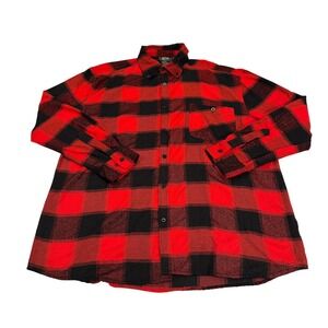 Stillwater Supply Co Mens XL‎ Red Black Buffalo Plaid Flannel Button Down Shirt